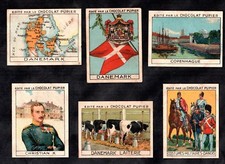 Dinamarca 1938 Raro Francés Chocolate Tarjetas Mapa Bandera Ejército Cristiano Copenhague