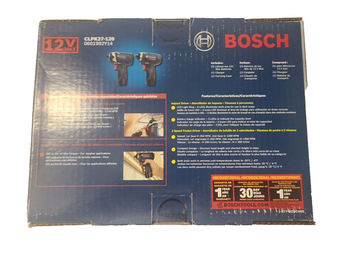 NEW Bosch CLPK27-120 12V Max Li-Ion Drill Driver and Impact Driver
