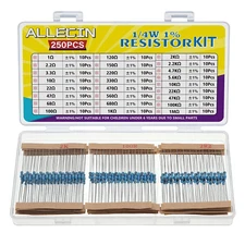 25 Values 1W Carbon Film Resistor Kit from 1 Ohm to 1M Ohm 1 Watt 5% Resistors