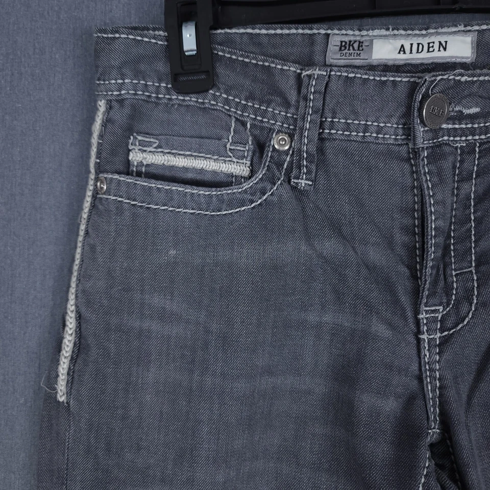 BKE Aiden Jeans Mens 28R (Fits 30x32) Gray Boot Stretch Denim Buckle - Image 3 of 4