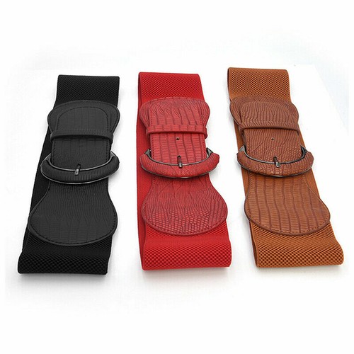 Femme élastique large ceinture boucle large stretch corset RCA robe ceinture - Photo 3/17