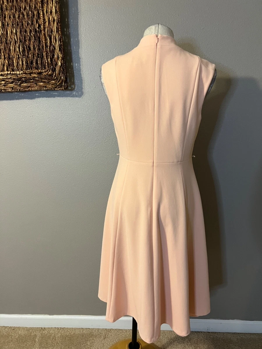 Calvin Klein Dress Peach Pink Stretch Career Church Sleeveless V