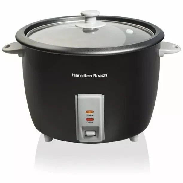 Hamilton Beach Black 30 Cup Rice Cooker with a removable divider Free Shipping 