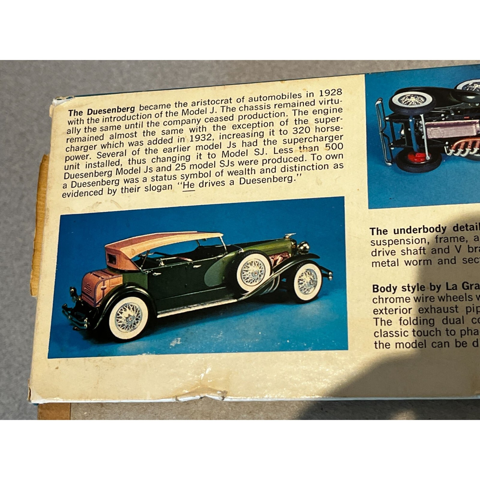 Vintage Model Car Kit Hubley 1932 SJ Duesenberg 118 Scale Classic