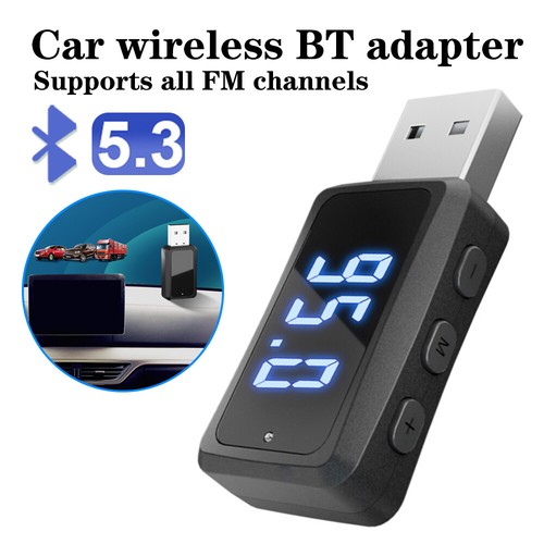 USB Bluetooth 5.3 Wireless Car FM Transmitter Aux Stereo Audio Adapter Receiver