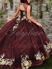 Burgundy Flower Girls Princess Girls' Dreses Party Prom Puffy Ball Gowns