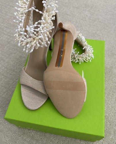 NWB Sam Edelman Gillie, Sand Linen ankle strap sandals size 8.5 - Bild 6 von 9