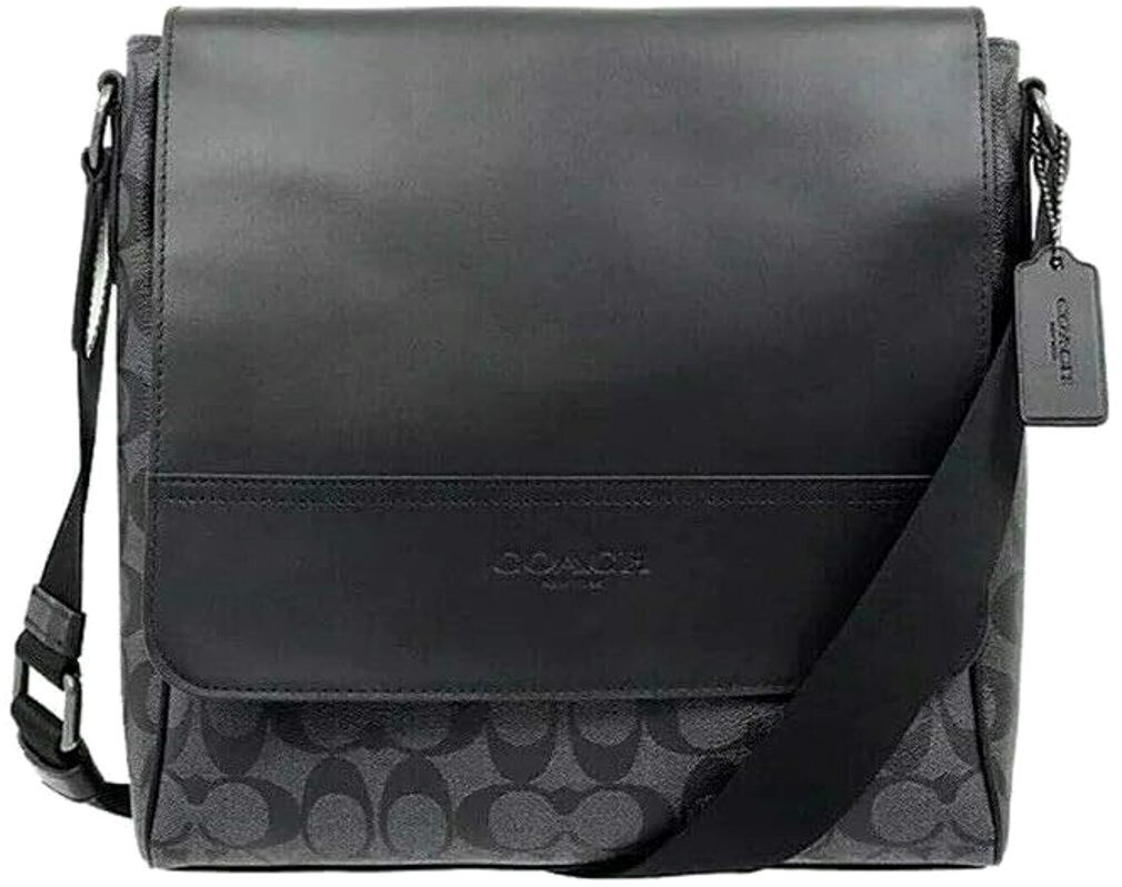 COACH★Houston Map Bag バッグ メンズ New COACH Men's Black Houston Map Messenger Bag Original