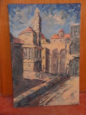 antike Gebäude einer Innenstadt  in Kroatien - sign. SAVIC - Öl/Lwd.