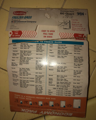 1960s Kordite Freezer Plastic Bags (Open) 1-Quart Mobil Chemical