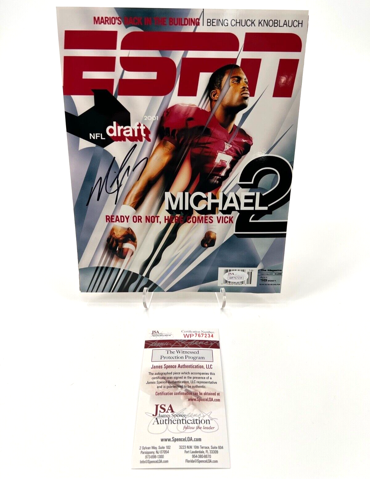 Michael Vick Autographed Signed Virginia Tech Hokies ESPN COVER 8X10 PHOTO JSA WITNESS COA 