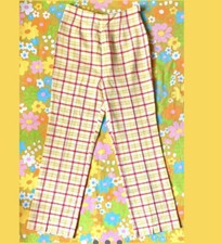 vintage 60s yellow plaid pants S/M