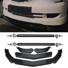 Carbon Fiber Front Bumper Lip Spoiler Body Kit + Strut Rods For Mitsubish L