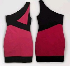 As U Wish One Shoulder Colorblock Textured Cocktail Bodycon Dress Small