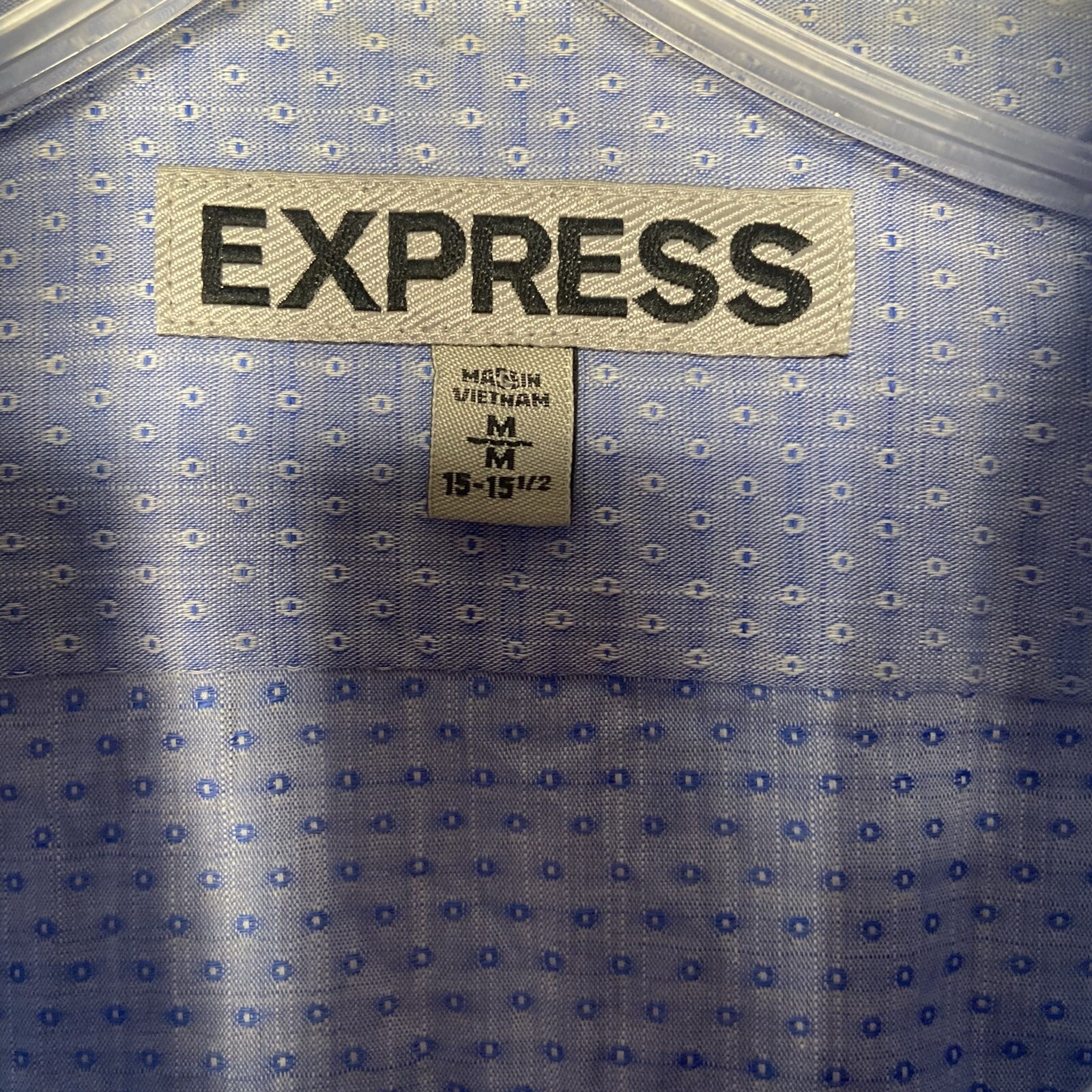 EXPRESS Mens Blue White Pattern Fitted Button Dow… - image 6