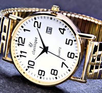 Classique Herren Armband MäNner Uhr Zug Flex Band Weiß Gold Farben Datum