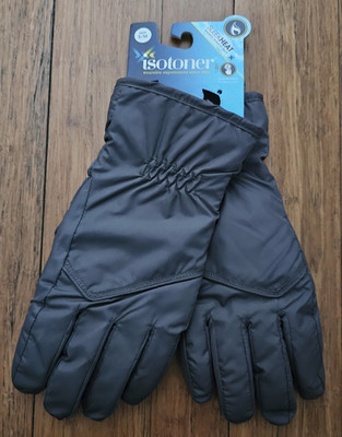 NEW men's ISOTONER sleek het GLOVES gray H2O REPEL touchscreen technology SZ s/m