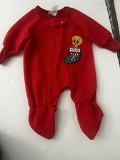Vintage 90s Looney Tunes Baby Tweety Christmas 6 Mo Romper One Piece RARE