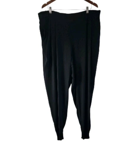 Eileen Fisher Black Silk Zipper Ankle Jogger Slouch Pants Womens Size XL