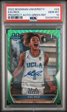 2022 Bowman Chrome University KIKI RICE #24 Autograph Green Refractor /99 PSA 10