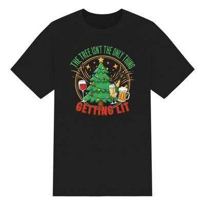 Lustiges Weihnachts T-Shirt Erwachsene Getting Light Baum & Getränke Festlich Party Tee