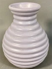1998 Haegar Ovoid Vase With Horizontal Ridges Banding Matte Pale Lavendar Glaze