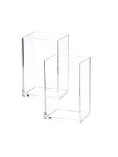2 Pack Clear Acrylic Pencil Pen Holder Cup, Makeup Brush Holder Acrylic Desk ...