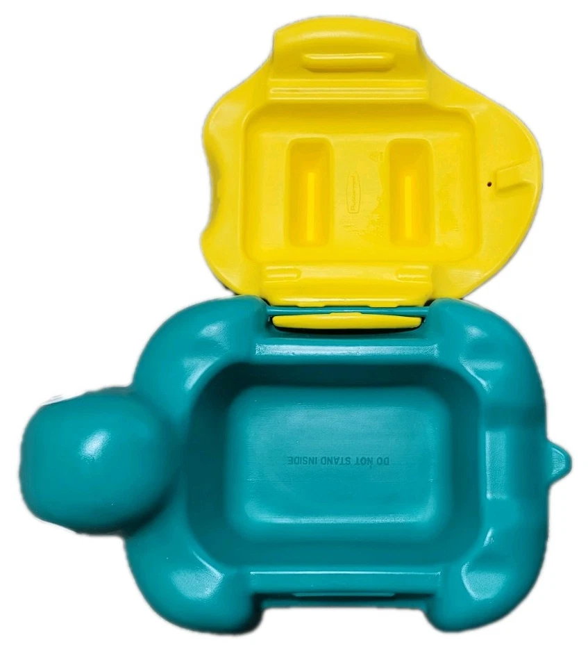 Taburete/almacenamiento habitación niños baño cocina Rubbermaid verde/amarillo tortuga de colección Foto 4 de 4