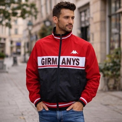 Kappa Red Black Track Jacket  Girmanys  Full Zip Lined Men s M/L