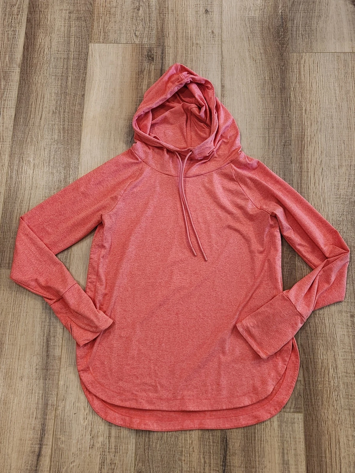 Athleta Uptempo Hoodie Top Womens Small Pink Cowl Neck Athleisure Top Loungewear