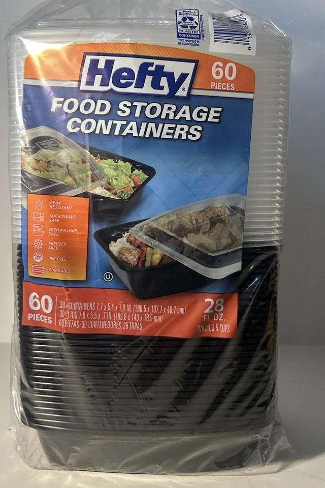 Hefty Food Storage Containers with Lids (28 oz., 60 pc.) NEW FAST SHIPPING - Image 2 of 4