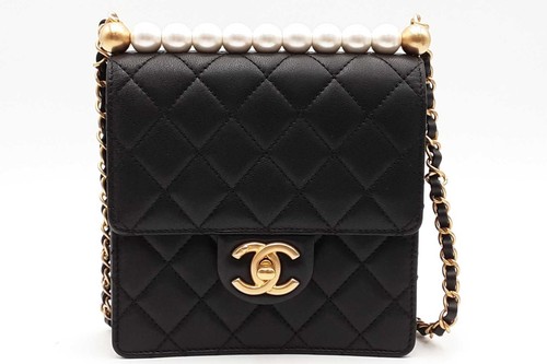 Chanel Quilted Black Leather Chic Pearls Flap Crossbody Bag Eb0926lcxzsa