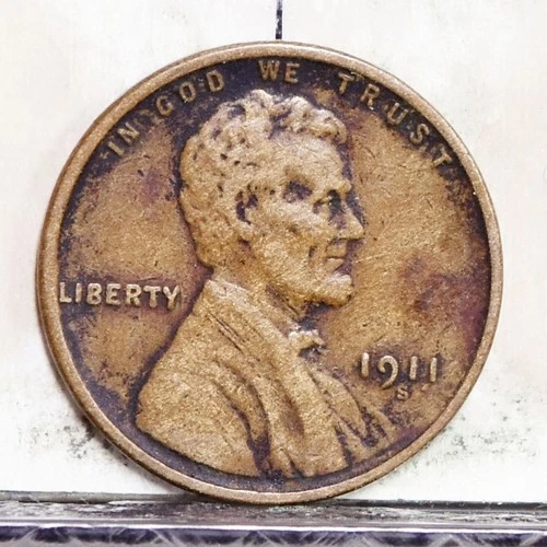 1911-S Lincoln Wheat Cent - Fine Details Cleaned (#58510-L)
