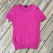 Saks Fifth Avenue Women's Bright Pink Short Sleeve Cashmere Sweater Size M