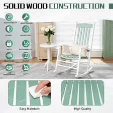 Outdoor Wooden Rocking Chair, Patio Relaxing Rocker with High Back Ergonomic