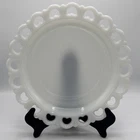 Vintage 13” Anchor Hocking White Milk Glass Lace Edge Serving Platter Cake Plate