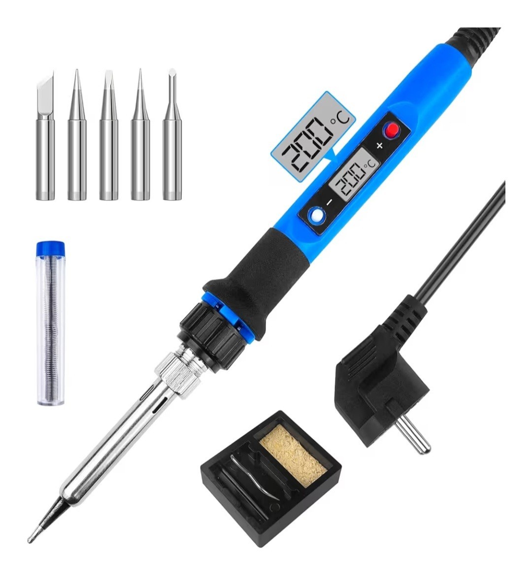 Saldatore a Stagno 80W Kit Saldatura Display a LED Temperatura 180-480°C 5 Punte