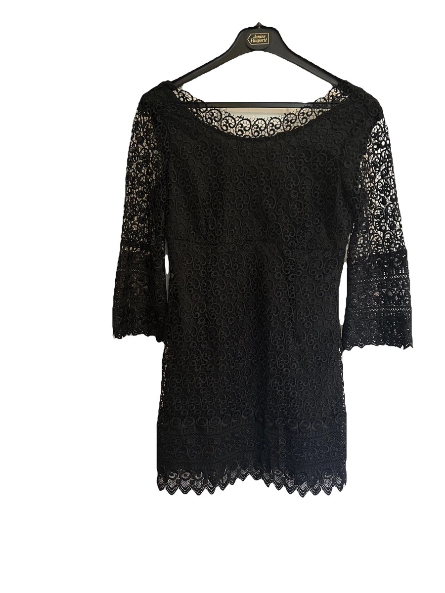 Robe Principles Noire Et Crème En Dentelle Sur Doublure Soyeuse - Taille 14, Occasion Très Bon état