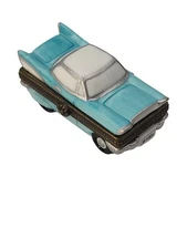 Midwest of Cannon Falls 1950s BLUE Coupe CAR w/Hamburger Hinged Trinket Box