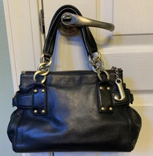 Vintage juicy couture black leather chainlink purse satchel bag