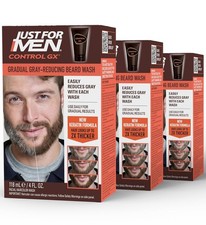 Just For Men Control GX Grey Reducing Beard Wash 4oz Pack of 3 with Keratin