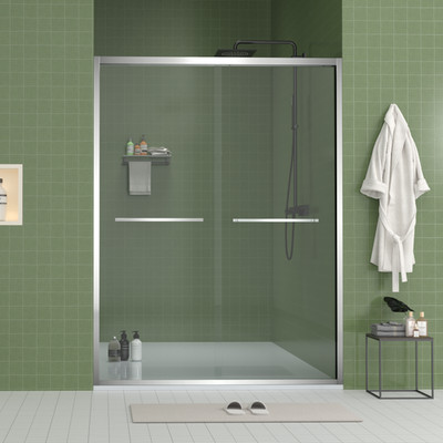 56-60''x70'' Double Sliding Shower Door Bypass Bathroom Sliding Door