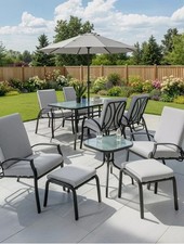 Seville 11 Pieces Garden table and chair set Grey