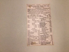 United States Philadelphia Seed Company Inc prices 1921 postal card 66997