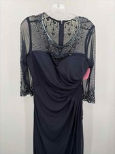 Pre-Owned Alex Evening Navy Size 10 Evening Maxi Long Sleeve Dress