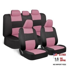 BDK PolyPro Car Seat Covers Full Set in on Black, Front and Rear Split Pink