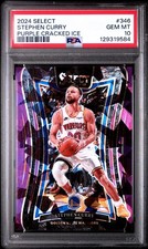 2024-25 PANINI SELECT STEPHEN CURRY #346 MEZZ. PURPLE CRACKED ICE PSA 10 TOP '4'