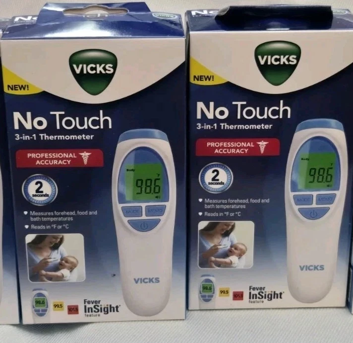 2 Pack Vicks No Touch 3-in-1 Thermometer VNT200US Non-Contact New Box
Opens in a new window or tab