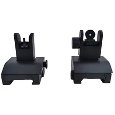 Black Flip-up Low Profile Metal Sight Folding Iron Sights Front and Rear Set