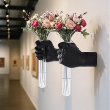 2 Pieces Wall Sculptures, Hands Vase Home Decor, Wall Mount Art Sculpture, Un...